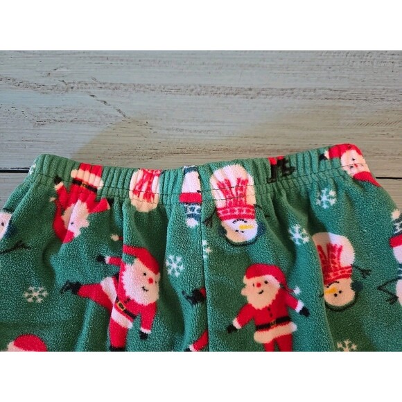 CARTER'S Green Fleece Santa Claus & Snowman Print PJ Pants Boys Girls Size 12 Mo - Picture 4 of 6